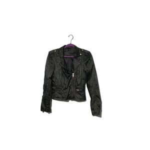 Pripe Women's Black Faux Leather Moto Jacket, Size S